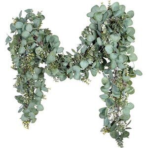 Eucalyptus Garland 6.56 Ft Lush Silver Dollar Leaves Boxwood Artificial Greenry